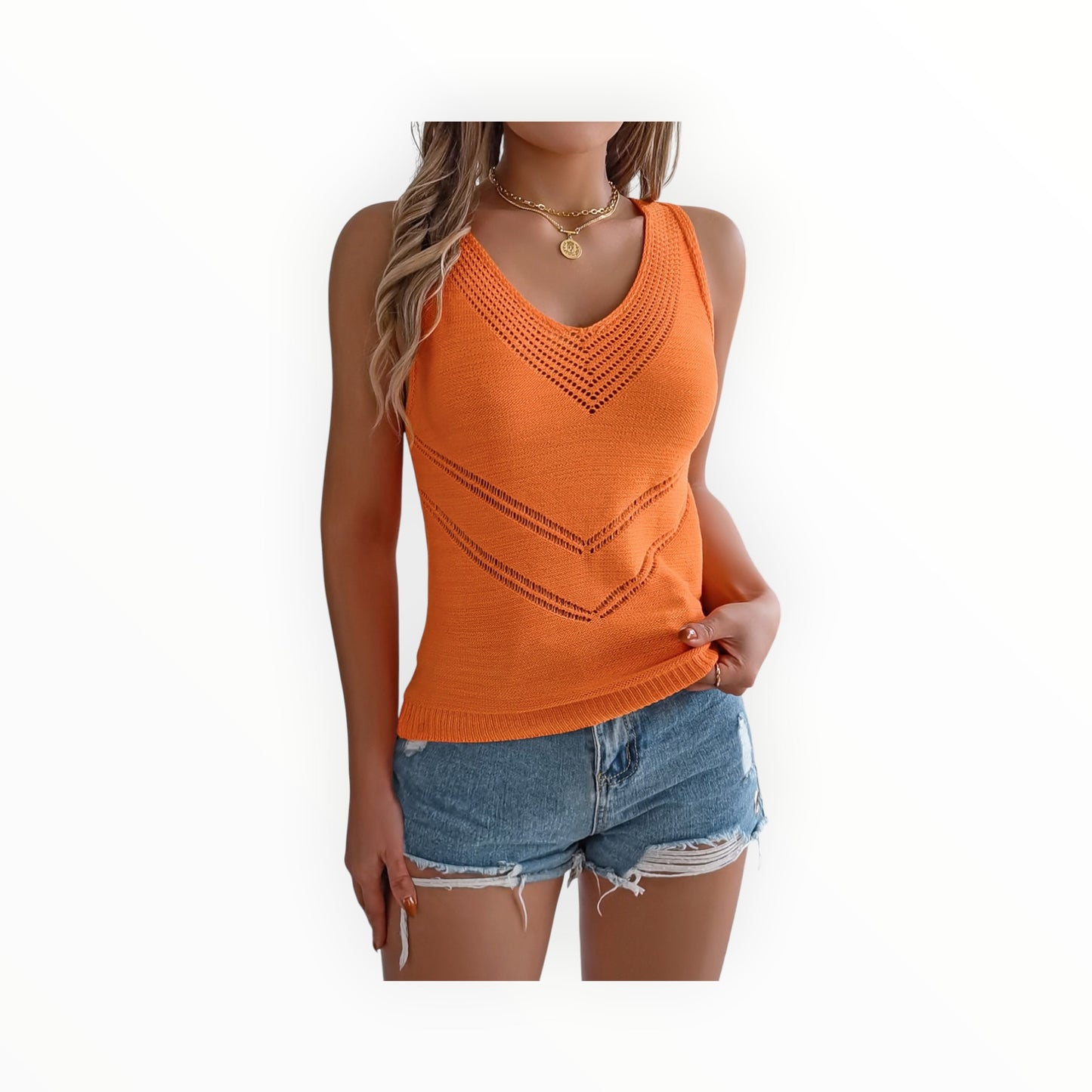 Oranje Damestop V-hals