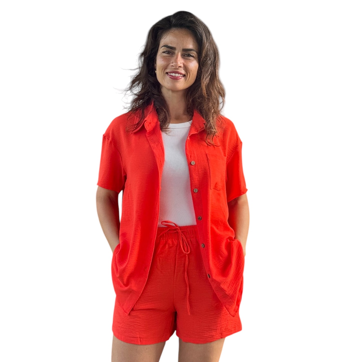 Oranje Blouse & Short Set Dames