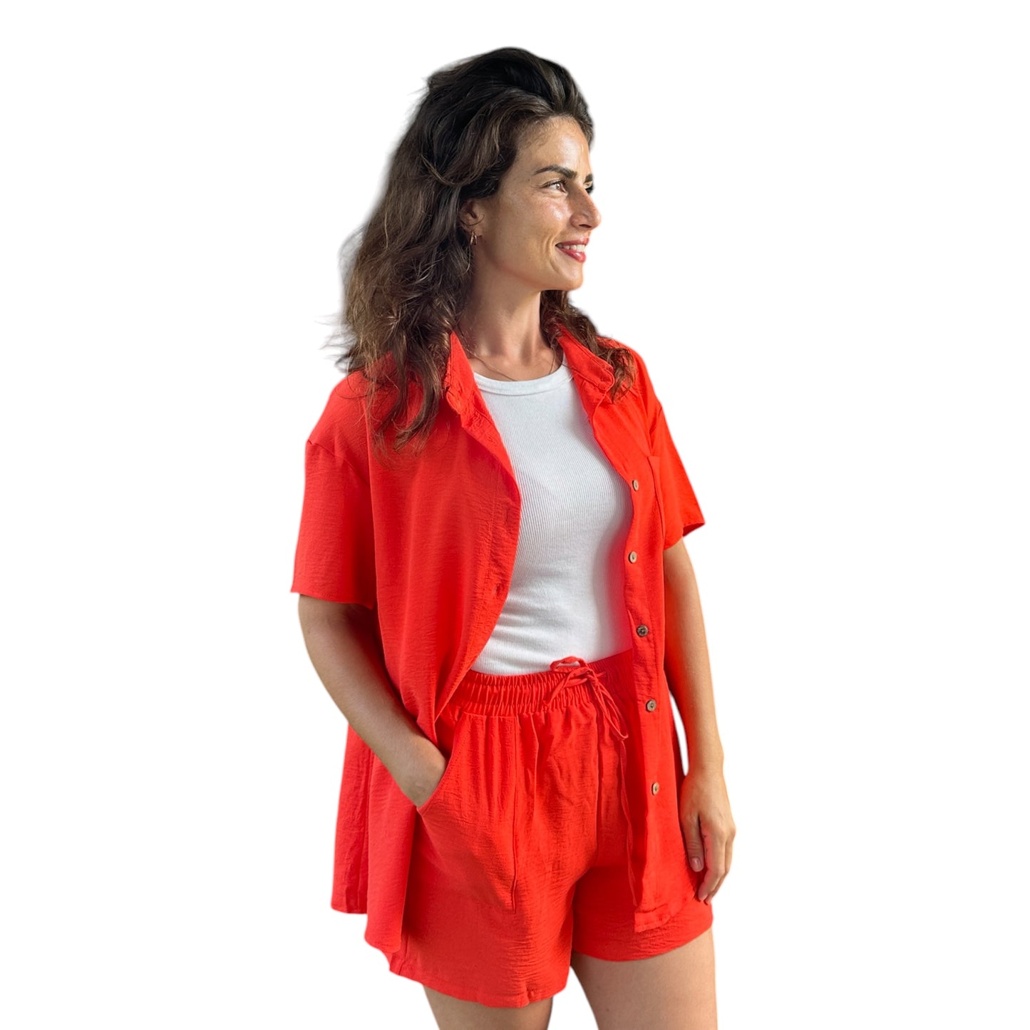 Oranje Blouse & Short Set Dames