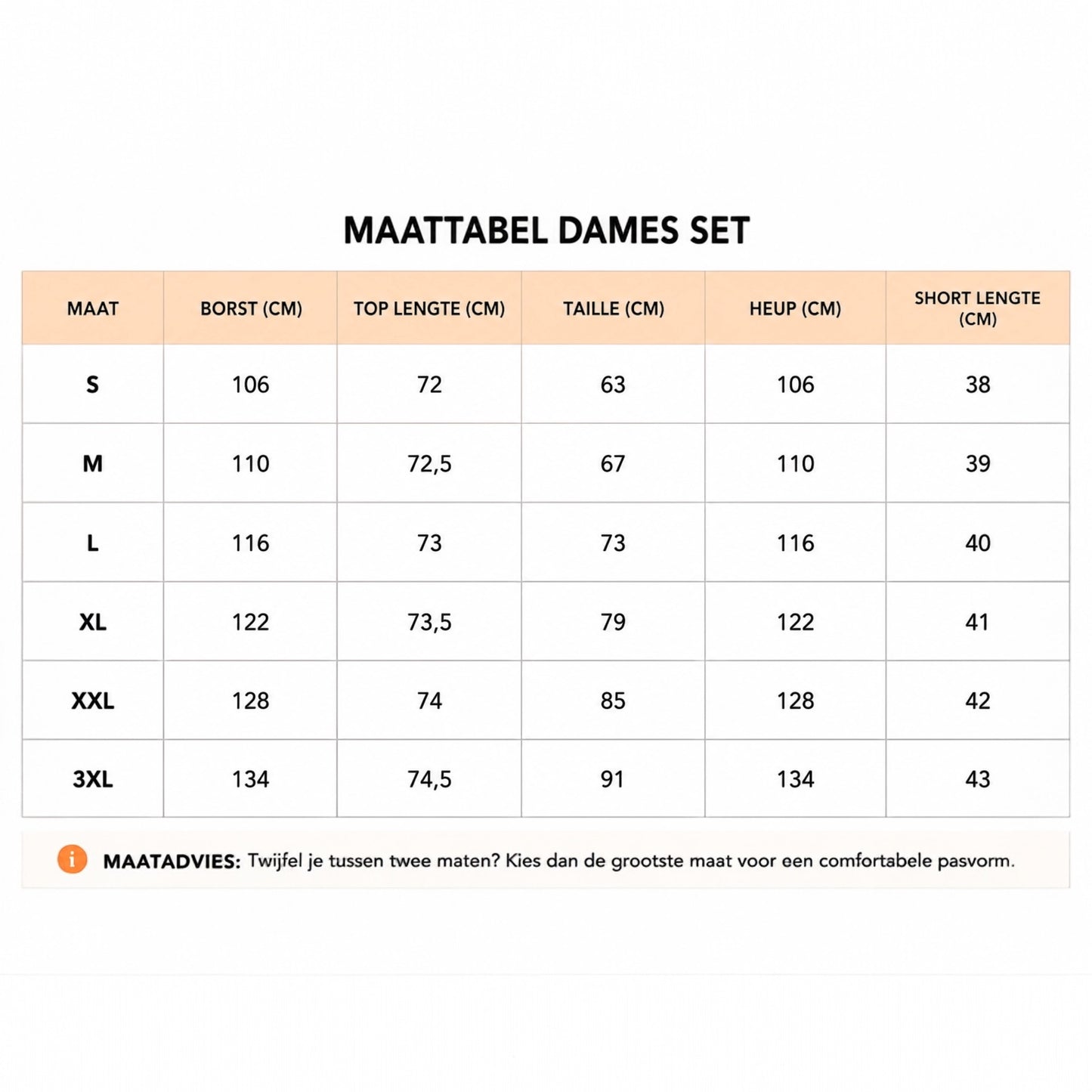 Oranje Blouse & Short Set Dames