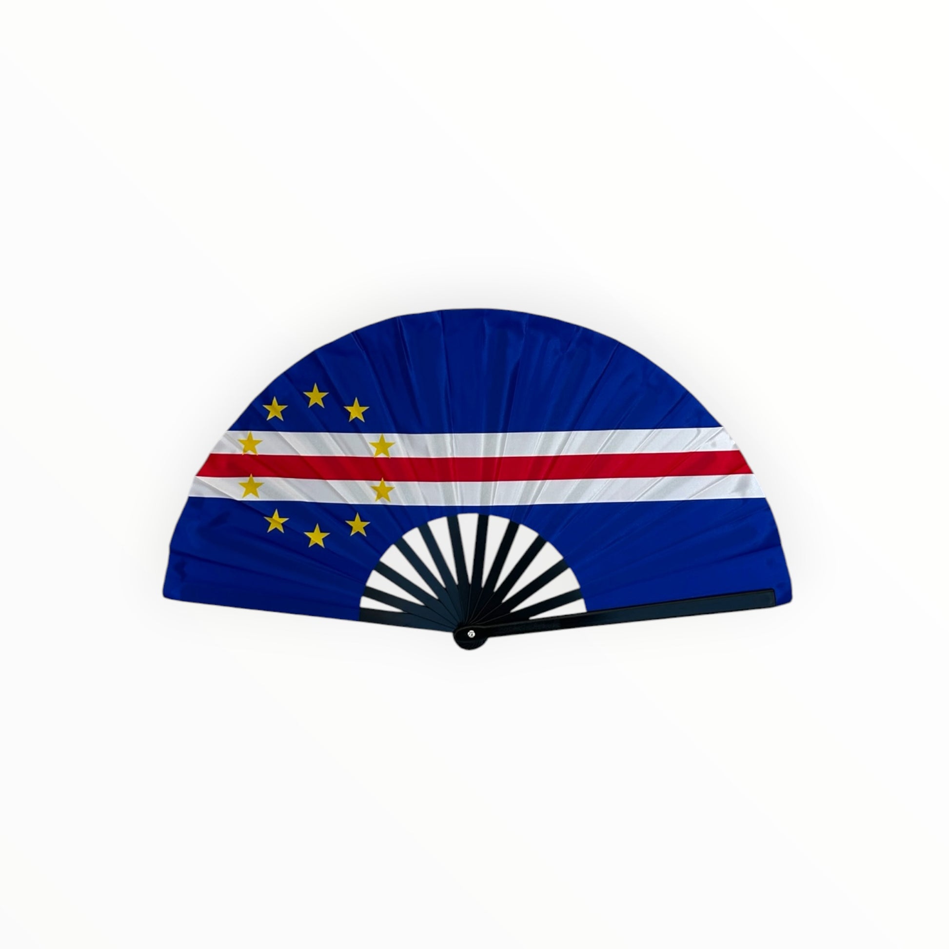 XXL Cabo Verde handwaaier met vlag design in blauw wit rood voor WK 2026